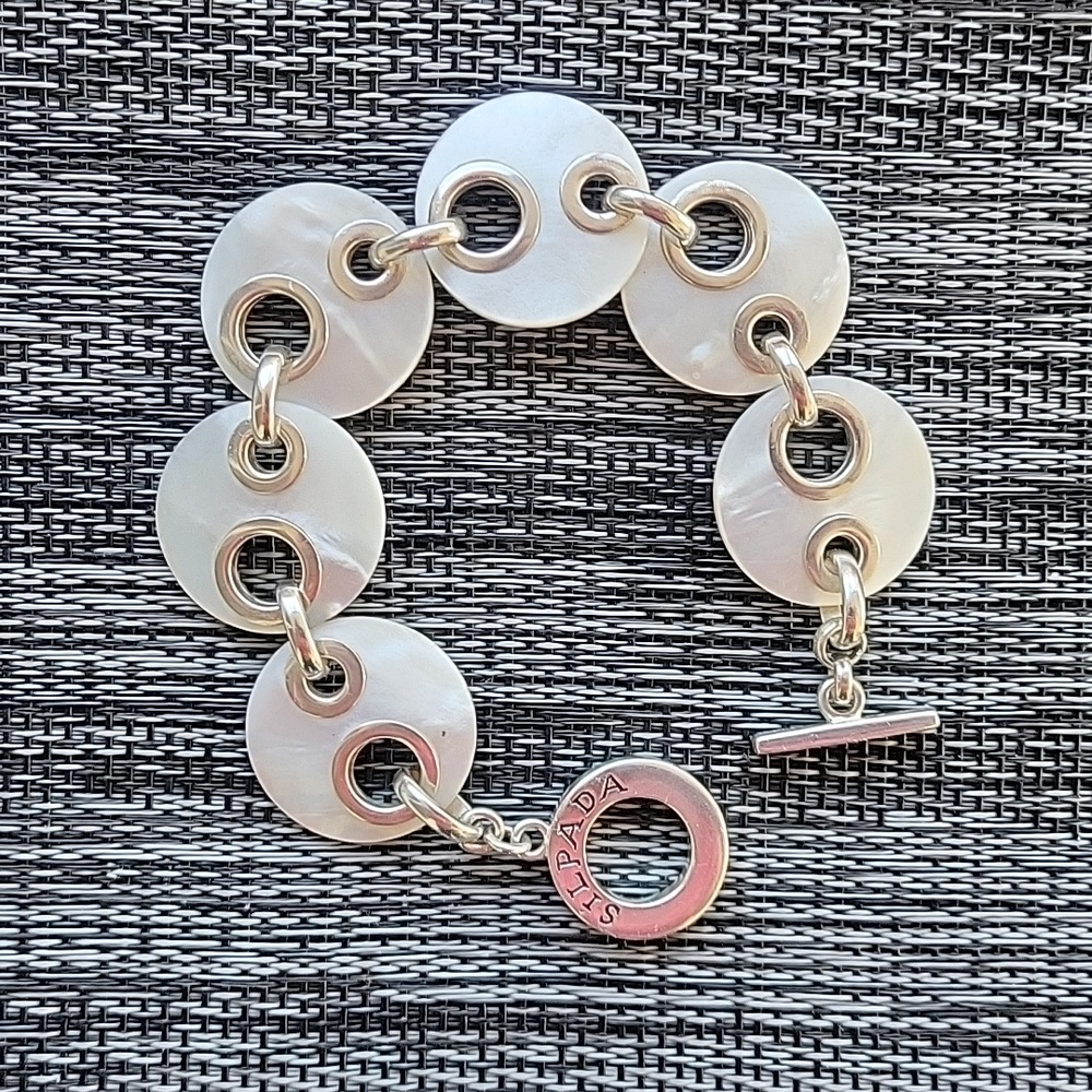 Silpade 8" .925 Sterling Silver Mother of Pearl Bracelet